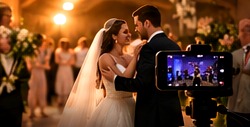 Wedding celebration being recorded
