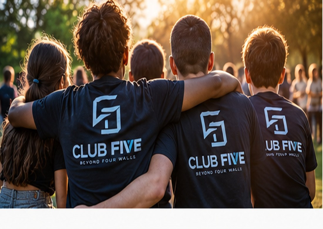 Illustrative image of young people standing together in friendship