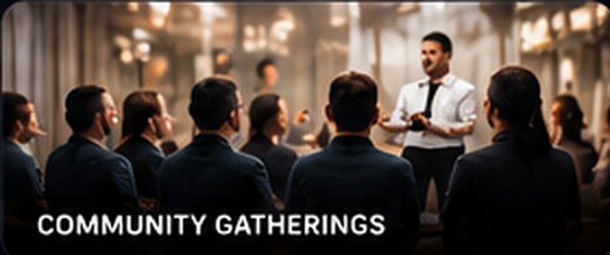 People meeting at a community gathering