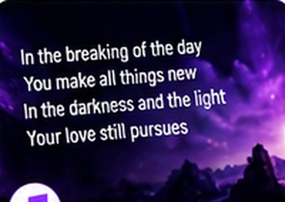 Example of lyrical text on a purple scenic background