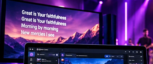 Presentation screens and live event lighting, illustrative concept